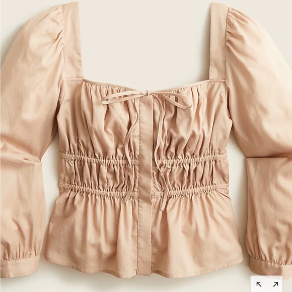 NWT J.Crew Top 12 Cinched Waist Herringbone Cotton Prairie BG306 - Picture 11 of 11